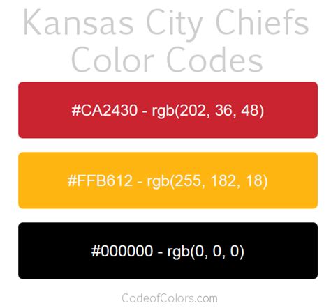 chiefs red hex code|Kansas City Chiefs Color Codes .